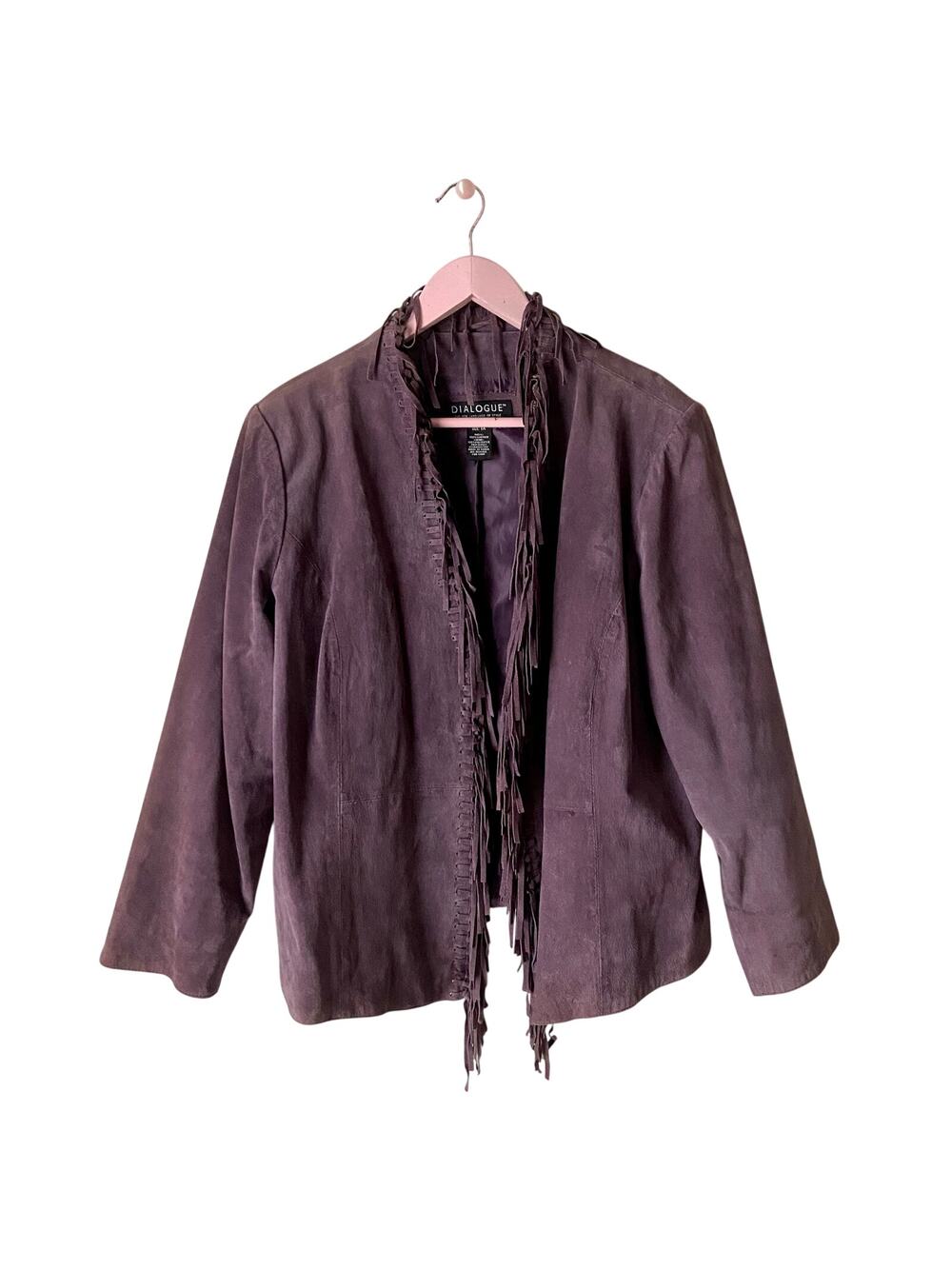 Dialogue Vintage Purple Suede Fringe Jacket